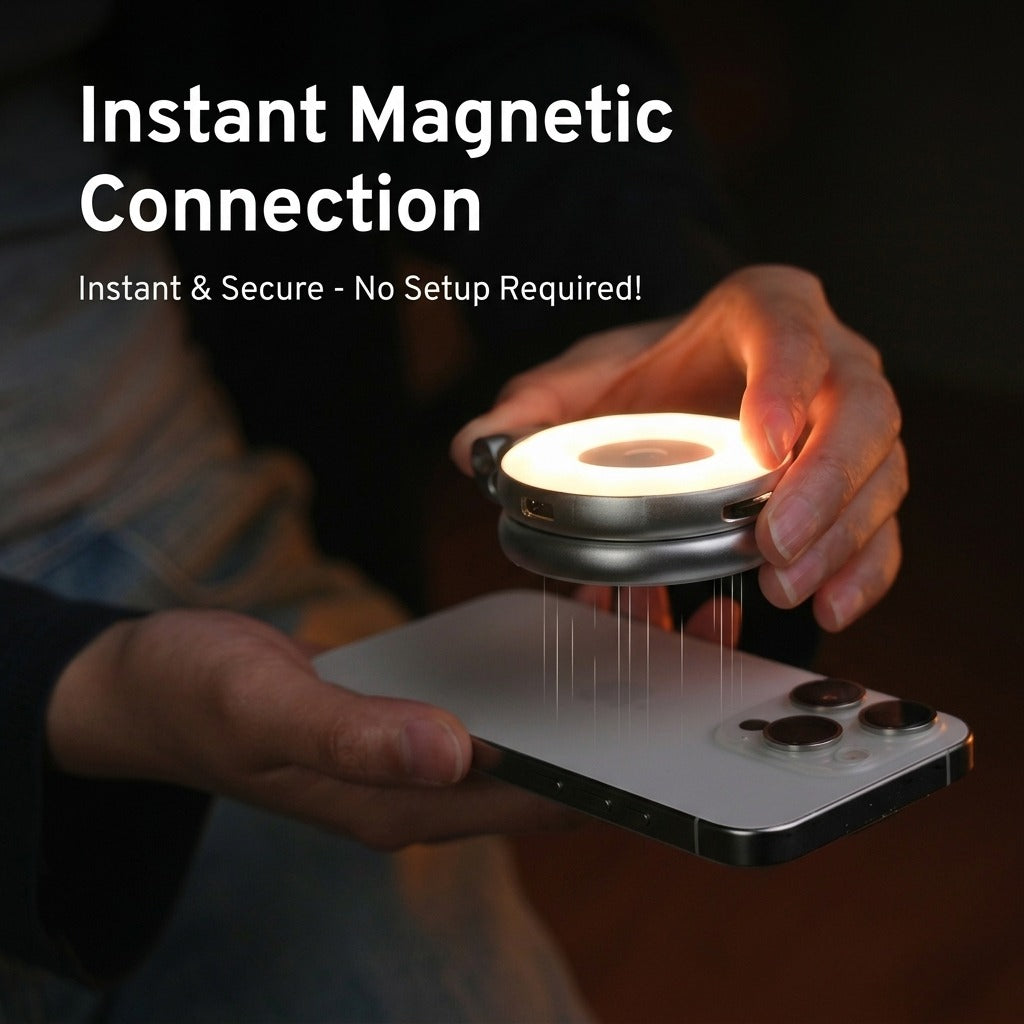 SnapGlow rechargeable phone light and built-in phone stand